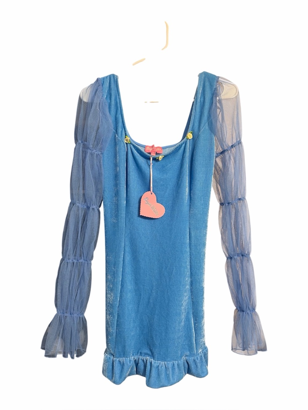 Sugar Thrillz Sky Soft Spirit Velvet Mini Dress Blue NWT Fairycore Coquette